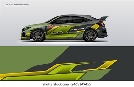 Sporty Racing Car wrap livery design. vinyl sticker design in vector file