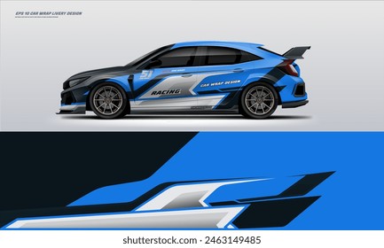 Sporty Racing Car wrap livery design. vinyl sticker design in vector file