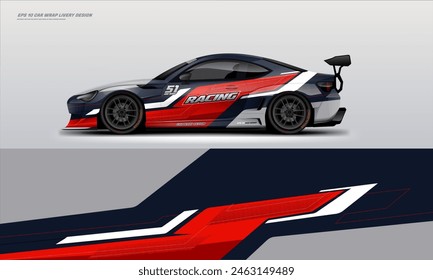 Sporty Racing Car wrap livery design. vinyl sticker design in vector file