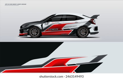 Sportliche Racing Car Wrap Livery Design. Vinyl Aufkleber Design in Vektorgrafik Datei