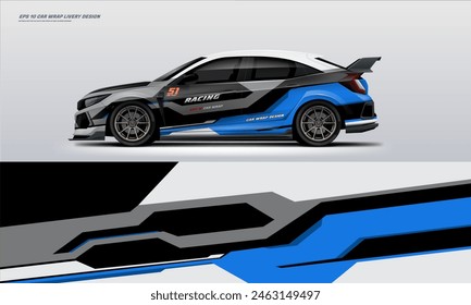 Sporty Racing Car wrap livery design. vinyl sticker design in vector file