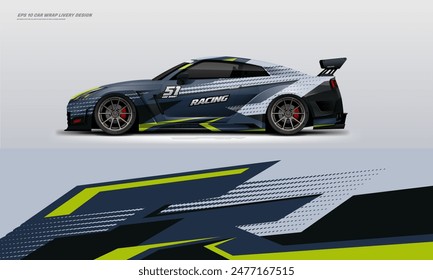 Sportliche Rennwagen Wrap Livery Design Vektorgrafik File eps 10 druckbare Datei