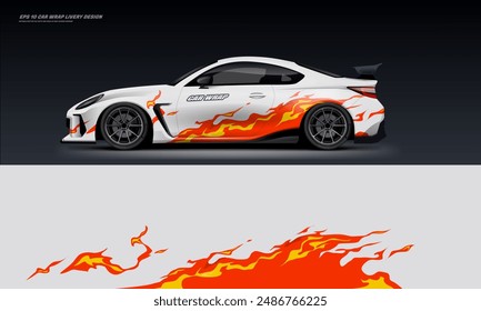 Sporty Racing Car wrap livery design. vinyl sticker design in vector file