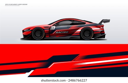 Sporty Racing Car wrap livery design. vinyl sticker design in vector file