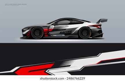 Sporty Racing Car wrap livery design. vinyl sticker design in vector file