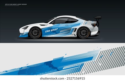 Sporty Racing Car wrap livery design vector file eps 10 ready print file for universal car wrap.