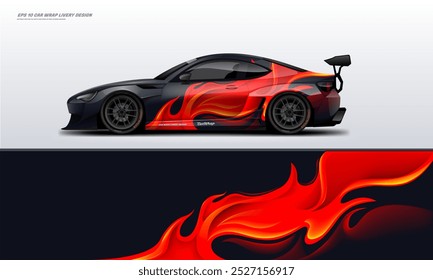 Sporty Racing Car wrap livery design vector file eps 10 ready print file for universal car wrap.