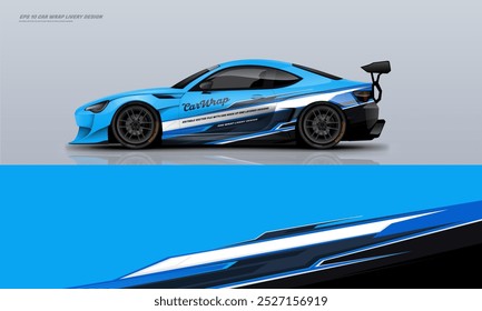 Sporty Racing Car wrap livery design vector file eps 10 ready print file for universal car wrap.