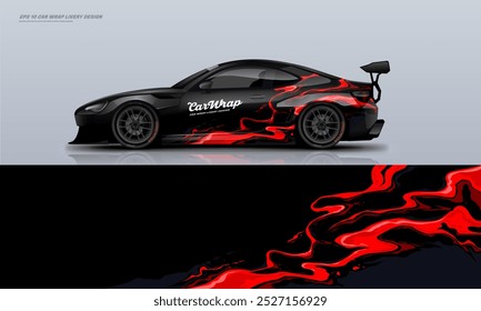 Sporty Racing Car wrap livery design vector file eps 10 ready print file for universal car wrap.