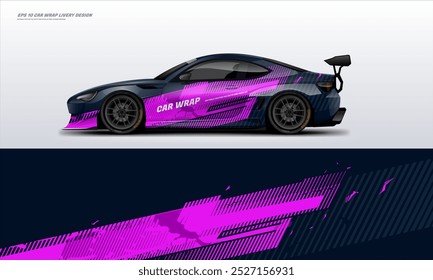 Sporty Racing Car wrap livery design vector file eps 10 ready print file for universal car wrap.