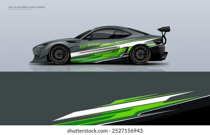 Sporty Racing Car wrap livery design vector file eps 10 ready print file for universal car wrap.