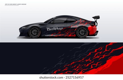 Sporty Racing Car wrap livery design vector file eps 10 ready print file for universal car wrap.