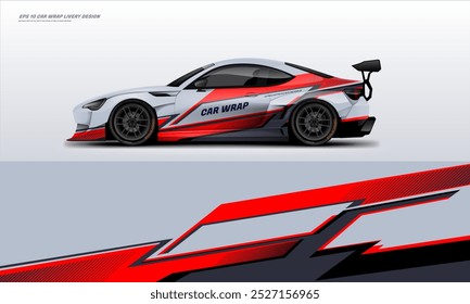 Sporty Racing Car wrap livery design vector file eps 10 ready print file for universal car wrap.