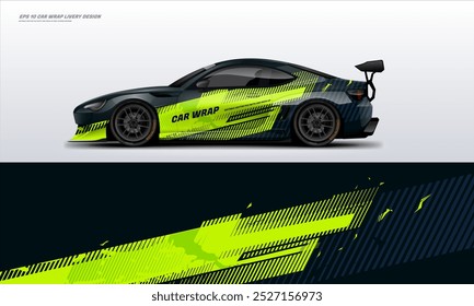 Sporty Racing Car wrap livery design vector file eps 10 ready print file for universal car wrap.