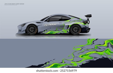 Sporty Racing Car wrap livery design vector file eps 10 ready print file for universal car wrap.