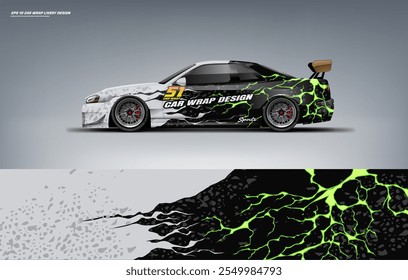 Sporty Racing Car wrap livery design with a touch of black. vinyl sticker design in vector file