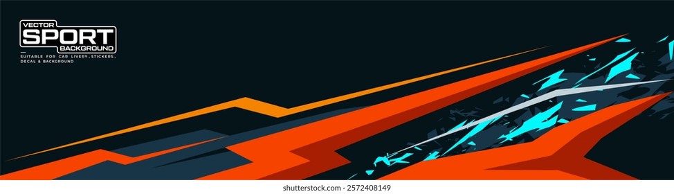 Sporty Racing Car wrap livery design. Graphic abstract stripe racing background designs for wrap