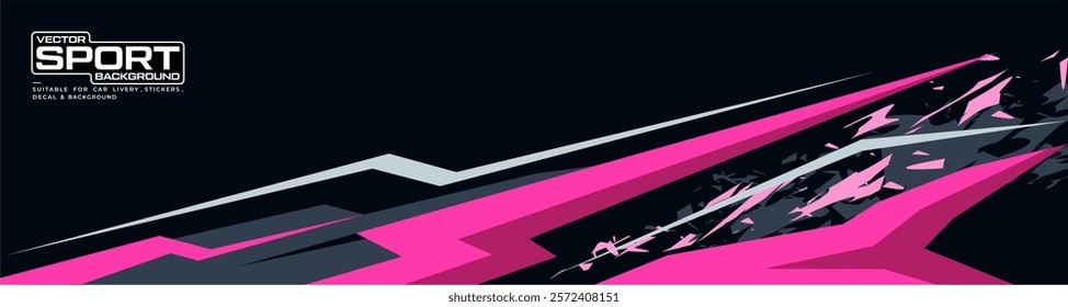 Sporty Racing Car wrap livery design. Graphic abstract stripe racing background designs for wrap