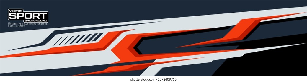 Sporty Racing Car wrap livery design. Graphic abstract stripe racing background designs for wrap decal or livery. Editable vector template