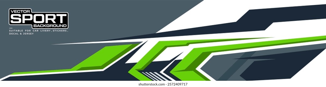 Sporty Racing Car wrap livery design. Graphic abstract stripe racing background designs for wrap decal or livery. Editable vector template