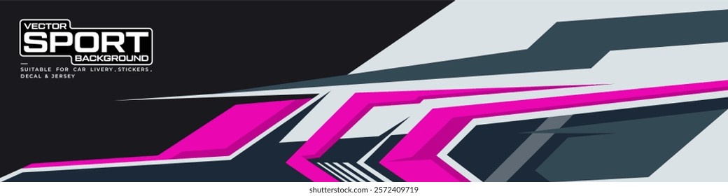 Sporty Racing Car wrap livery design. Graphic abstract stripe racing background designs for wrap decal or livery. Editable vector template