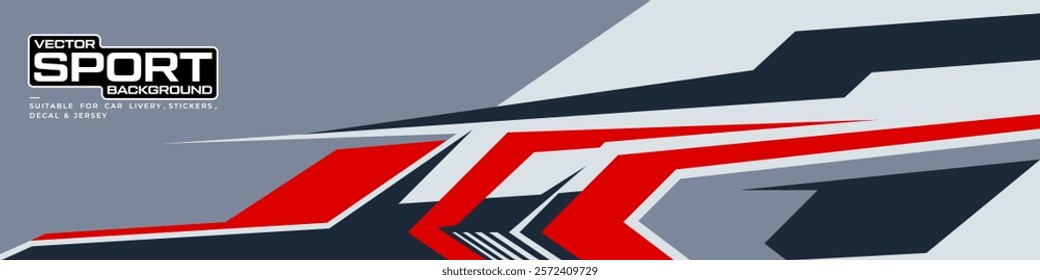 Sporty Racing Car wrap livery design. Graphic abstract stripe racing background designs for wrap decal or livery. Editable vector template