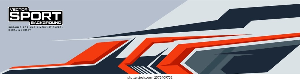 Sporty Racing Car wrap livery design. Graphic abstract stripe racing background designs for wrap decal or livery. Editable vector template