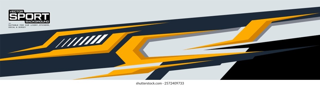 Sporty Racing Car wrap livery design. Graphic abstract stripe racing background designs for wrap decal or livery. Editable vector template