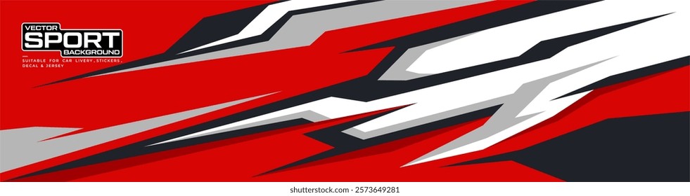 Sporty Racing Car wrap livery design. Graphic abstract stripe racing background designs for wrap