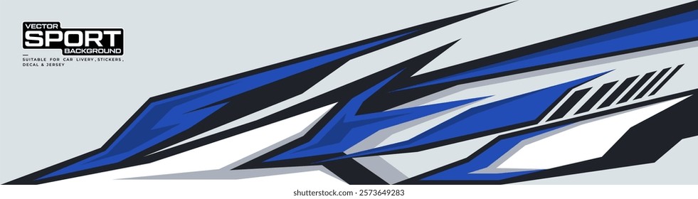 Sporty Racing Car wrap livery design. Graphic abstract stripe racing background designs for wrap