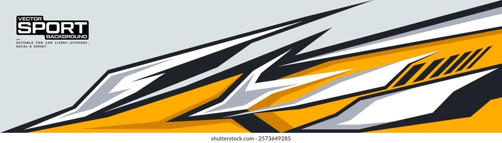 Sporty Racing Car wrap livery design. Graphic abstract stripe racing background designs for wrap