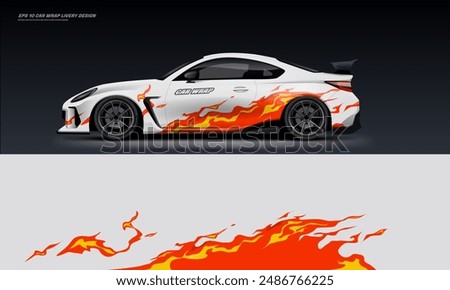 Sporty Racing Car wrap livery design. vinyl sticker design in vector file