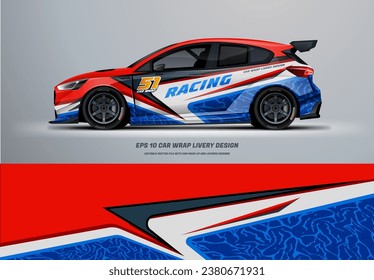 Sporty rally car wrap livery design