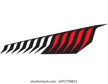 Patrón de Vector rojo y negro deportivo sobre fondo blanco. Elemento de diseño para la carrocería del coche, barco, ropa deportiva, juguete. Vector de fondo. Rayas. Carreras