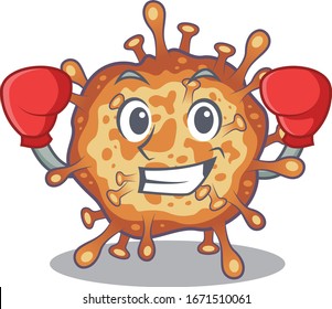 A sporty retro virus corona boxing mascot design style