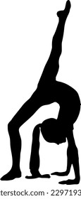 "Sporty Silhouette: Young Girl Athlete in Acrobatic Exercise"
"Balancing Act: Silhouette of Young Girl Doing Gymnastics"
"Athletic Elegance: Young Girl Gymnast in Silhouette"