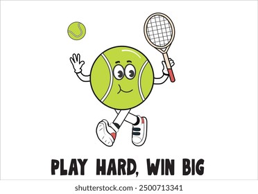 sporty slogan and symbol design vector. Tennis and basketball graphic illustration. children game vector art