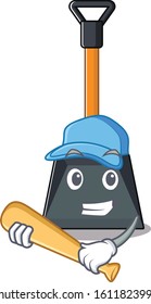 Sporty snow shovel cartoon character design with baseball