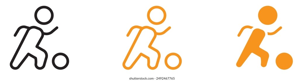 Sporty Soccer Player with Ball Icon for Sports and Athletics Graphics Ideal for Representing Soccer Players and Football Activities