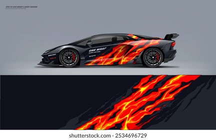 Sporty sport car wrap livery design vector eps with printable file below ready print for decal