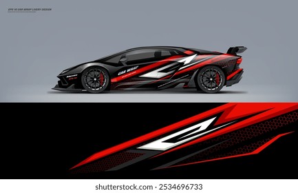 Sporty sport car wrap livery design vector eps with printable file below ready print for decal