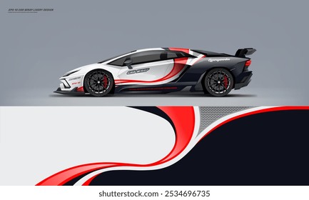 Sporty sport car wrap livery design vector eps with printable file below ready print for decal