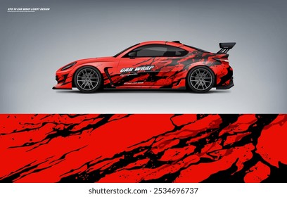 Sporty sport car wrap livery design vector eps with printable file below ready print for decal