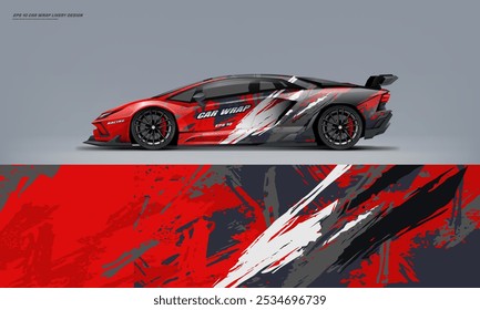 Sporty sport car wrap livery design vector eps with printable file below ready print for decal