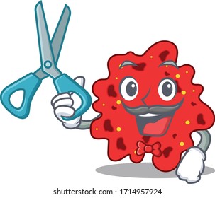 Sporty streptococcus pneumoniae cartoon character design with barber
