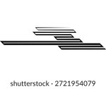 Sporty Striped vector pattern for car body, advertising, sportswear, toy, cover, packaging. Design element from black line on white background. Modern vector background.