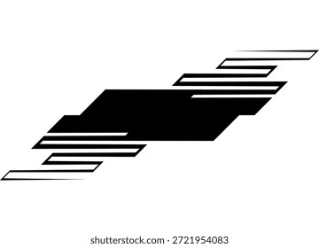 Patrón de Vector a rayas deportivo para la carrocería del coche, publicidad, ropa deportiva, juguete, cubierta, embalaje. Elemento de diseño de línea negra sobre fondo blanco. Fondo de Vector moderno con semitono. Lugar para el texto