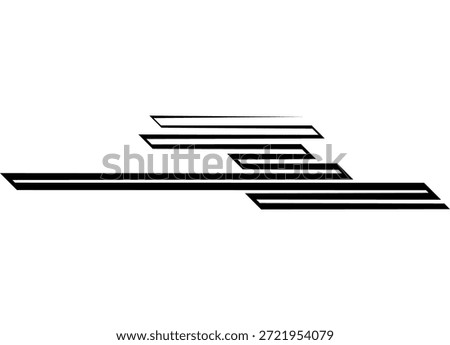 Sporty Striped vector pattern for car body, advertising, sportswear, toy, cover, packaging. Design element from black line on white background. Modern vector background.