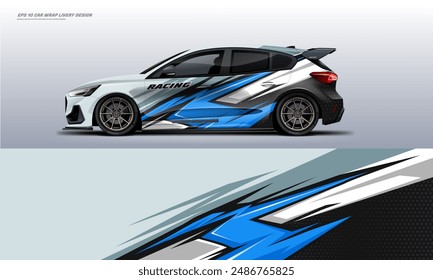 Sporty striping car wrap livery design for medium hatchback vector file decal printable file below