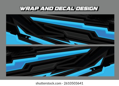 Sporty striping car wrap livery design vector file decal printable EPS 10 in blue and black color